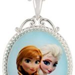 Disney Girls’ “Frozen” Silver-Plated Anna and Elsa Pendant Necklace, 18″