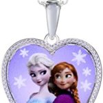 Disney Girls’ Frozen Sterling Silver-Plated Heart Pendant Necklace