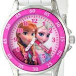 Disney Kids’ FZN3550 Frozen Anna and Elsa Watch with White Rubber Band