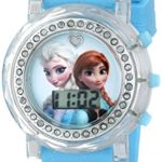 Disney Kids’ FZN3581 Frozen Anna and Elsa Watch with Blue Rubber Band