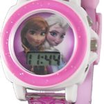 Disney Kids’ Frozen Anna and Elsa Musical “Let It Go” Digital Watch with Pink Band