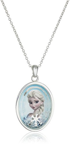 Disney Girls’ Frozen Silver-Plated Elsa Crystal Shaker Pendant Necklace