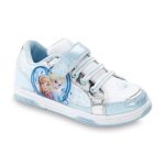 Disney Frozen Toddler/youth Girl’s Sneaker Court Anna & Elsa , White/blue/silver , Light-up