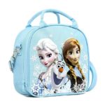 Disney Frozen Lunch Box Carry Bag with Shoulder Strap and Water Bottle (SNOW BLUE)