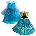 Disney Store Frozen Fever 2 in 1 Elsa & Anna Costume Girls 7/8