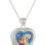 Disney Girls’ Plated Frozen Elsa and Anna Heart Locket Necklace, 18″