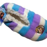 Disney Frozen Anna Purple Blue Stripe Girls Slippers Nonslip Fuzzy