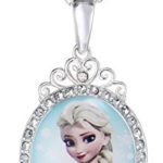 Disney Frozen Girls’ Sterling Silver Elsa Let It Go Crystal Pendant Necklace