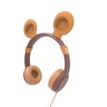 iClever BoostCare Wired Kids Headphones with Bear Ear On-Ear Headsets with 85 Volume Limited, Food Grade Silicon Material (HS11), Brown