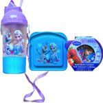 Disney Frozen 5 Piece Lunch Kit Back to School Disney Frozen Lunch Set Includes Disney Frozen Rock and Sip Bottle , Disney Frozen Sandwich Container and Disney Frozen Pack of 3 Small Snack Container