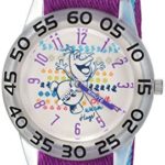 Disney Girl’s ‘Frozen Olaf’ Quartz Plastic and Nylon Casual Watch, Color:Purple (Model: WDS000175)