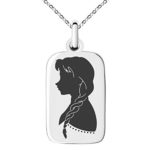 Stainless Steel Disney Princess Frozen Anna Engraved Small Rectangle Dog Tag Charm Pendant Necklace