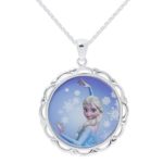 Disney Frozen Elsa Silver Plated Brass Pendant 18″