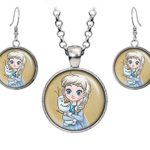 Disney’s Frozen Young Elsa Necklace, Anna Pendant, Olaf Earrings, Child Princess Elsa Jewelry, Sven Kristoff Geek Geeky Gift, Arendelle Bridesmaid Wedding Present, Snow Queen Nerd Nerdy Gifts