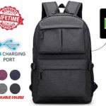High School College Cool Fashion Unisex Outdoor Heavy Duty Laptop Backpack Bag With Charging USB Port For Running, Hiking, Sports, Jungle, Camping, Cycling & Fishing, Men & Women (Black)