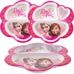 Zak! (3 Pack) Disney Frozen Anna & Elsa Character, BPA-Free Plastic 3-Section Divided Kids Plates, Lunch Trays For Breakfast & Dinner
