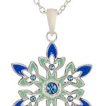 Disney Girls’ Frozen Silver-Plated Crystal Snowflake Pendant Necklace, 18″