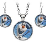 Disney’s Frozen Olaf Necklace, Elsa Pendant, Anna Earrings, Princess Elsa Jewelry, Sven Kristoff Geek Geeky Gift, Arendelle Bridesmaid Wedding Present, Snow Queen Nerd Nerdy Gifts