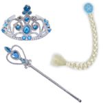 Disney Frozen Princess Elsa 3pcs/set Cosplay Costume (Crown Tiara + Magic Wand +Hair Braid Set)
