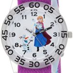 Disney Girl’s ‘Frozen’ Quartz Plastic and Nylon Casual Watch, Color:Purple (Model: WDS000322)
