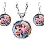 Disney’s Frozen Elsa and Anna Necklace, Young Child Kids Sisters Pendant, Olaf Earrings, Princess Elsa Jewelry, Sven Kristoff Geek Geeky Gift, Arendelle Bridesmaid Wedding, Snow Queen Nerd Nerdy