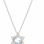 Disney Women’s Silver Plated Crystal Frozen Earring & Snowflake Pendant Necklace Jewelry Set, 18-Inch