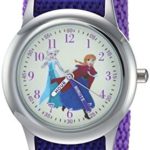 DISNEY Girl’s Frozen Elsa’ Quartz Stainless Steel and Nylon Casual Watch, Color:Purple (Model: WDS000208)