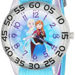 Disney Girl’s ‘Frozen’ Quartz Plastic and Nylon Watch, Color:Blue (Model: W002987)