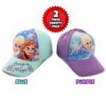 Disney Little Girls Assorted Character Cotton Baseball Cap, 2 Piece Design Set, Age 2-7