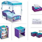 Disney Frozen Toddler Room Set, 6-Piece (Canopy Toddler Bed | Bookcase | Side Table | Bedding Set | Storage Bins | Bonus Sheet Set)