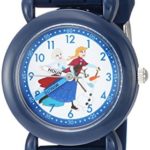 DISNEY Boy’s Frozen Elsa’ Quartz Plastic and Silicone Casual Watch, Color:Blue (Model: WDS000228)