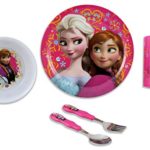 Zak Designs Disney’s Frozen 5- Piece Mealtime Bundle Set, Anna- Elsa Includes: Plate, Tumbler, Bowl, Fork and Spoon