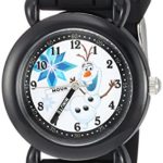 DISNEY Boy’s Frozen Olaf’ Quartz Plastic and Silicone Casual Watch, Color:Black (Model: WDS000227)