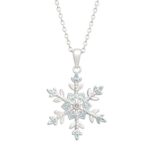 Finecraft Disney’s ‘Frozen’ Snowflake Pendant Necklace with Enamel in Sterling Silver-Plated Brass