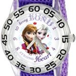 Disney Kids’ W002443 Frozen Elsa & Anna Time Teacher Watch with Purple Band