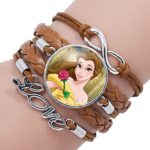 Disney’s Princesses Glass Domed Love Logo Braided Leather Bracelet