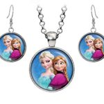 Disney’s Frozen Elsa and Anna Necklace, Sisters Pendant, Olaf Earrings, Princess Elsa Jewelry, Sven Kristoff Geek Geeky Gift, Arendelle Bridesmaid Wedding Present, Snow Queen Nerd Nerdy Gifts
