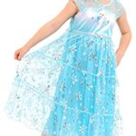 Disney Little Girls’ Fantasy Nightgowns, Frozen Elsa Snowy Cerulean, 4