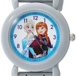 DISNEY Girl’s ‘Frozen’ Quartz Plastic and Silicone Casual Watch, Color:Grey (Model: WDS000133)