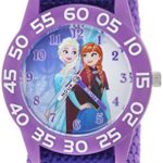 DISNEY Girl’s Frozen’ Quartz Plastic and Nylon Casual Watch, Color:Purple (Model: WDS000319)