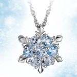 Girls Elsa Frozen Crystal Snowflake Sterling Silver Necklace Pure Blue Pendant