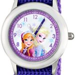 Disney Kids’ W001228 Frozen Elsa & Anna Analog Watch With Purple Nylon Strap
