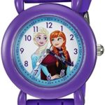 DISNEY Girl’s ‘Frozen’ Quartz Plastic and Silicone Casual Watch, Color:Purple (Model: WDS000004)