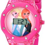 Disney Kids’ FZN3568 Frozen Anna and Elsa Digital Watch with Pink Band