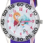 DISNEY Girl’s Frozen Olaf’ Quartz Plastic and Nylon Casual Watch, Color:Purple (Model: WDS000174)