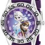 Disney Kids’ W002431 Frozen Anna & Elsa Time Teacher Analog Display Analog Quartz Purple Watch