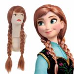 SARLA Disney Frozen Anna Princess Cosplay Wig Snow Queen For Child Synthetic Movie Long Brown Dual Tail Costumes Party Halloween Braided Hair Wigs (Anna) …