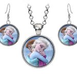 Disney’s Frozen Elsa and Anna Hug Necklace, Sisters Pendant, Olaf Earrings, Princess Elsa Jewelry, Sven Kristoff Geek Geeky Gift, Arendelle Bridesmaid Wedding Present, Snow Queen Nerd Nerdy Gifts