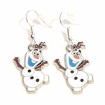 Disney Frozen inspired Olaf Cartoon Character Metal Drop Dangle Hook Earrings W/Gift Box