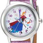 DISNEY Girl’s Frozen Anna’ Quartz Stainless Steel Casual Watch, Color:Purple (Model: WDS000195)